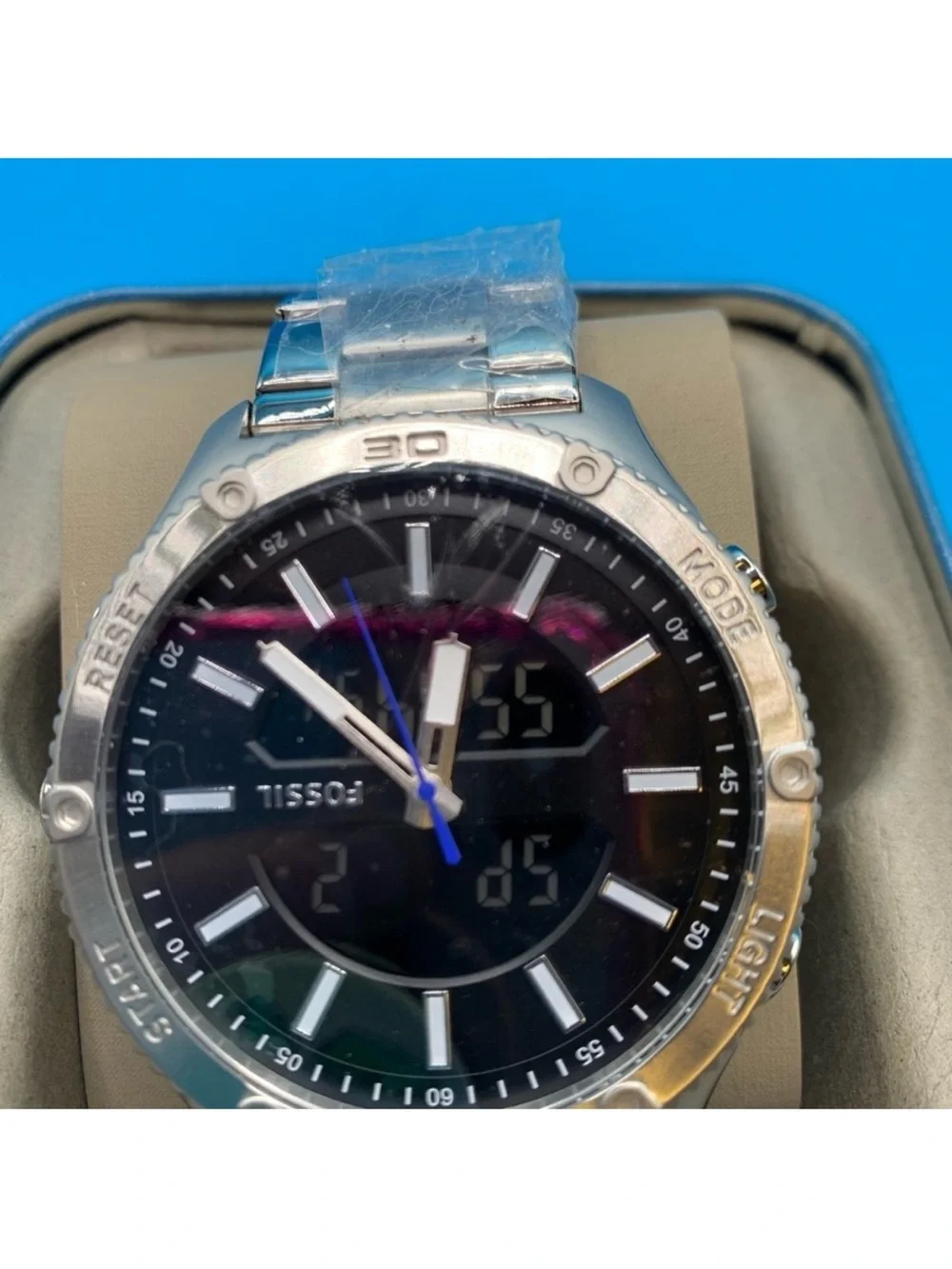 NIB Fossil Men’s Ani-Digi watch - stainless
